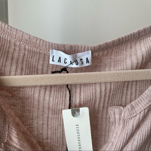 Anthropologie Blush Pink Ribbed Henley Top NWT Size L Boho - Picture 4 of 6